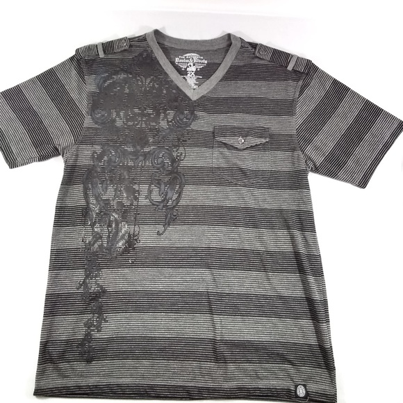 DENIM & RIVETS MENS 2XL STRIPED GRAPHIC SHIRT - Picture 1 of 4